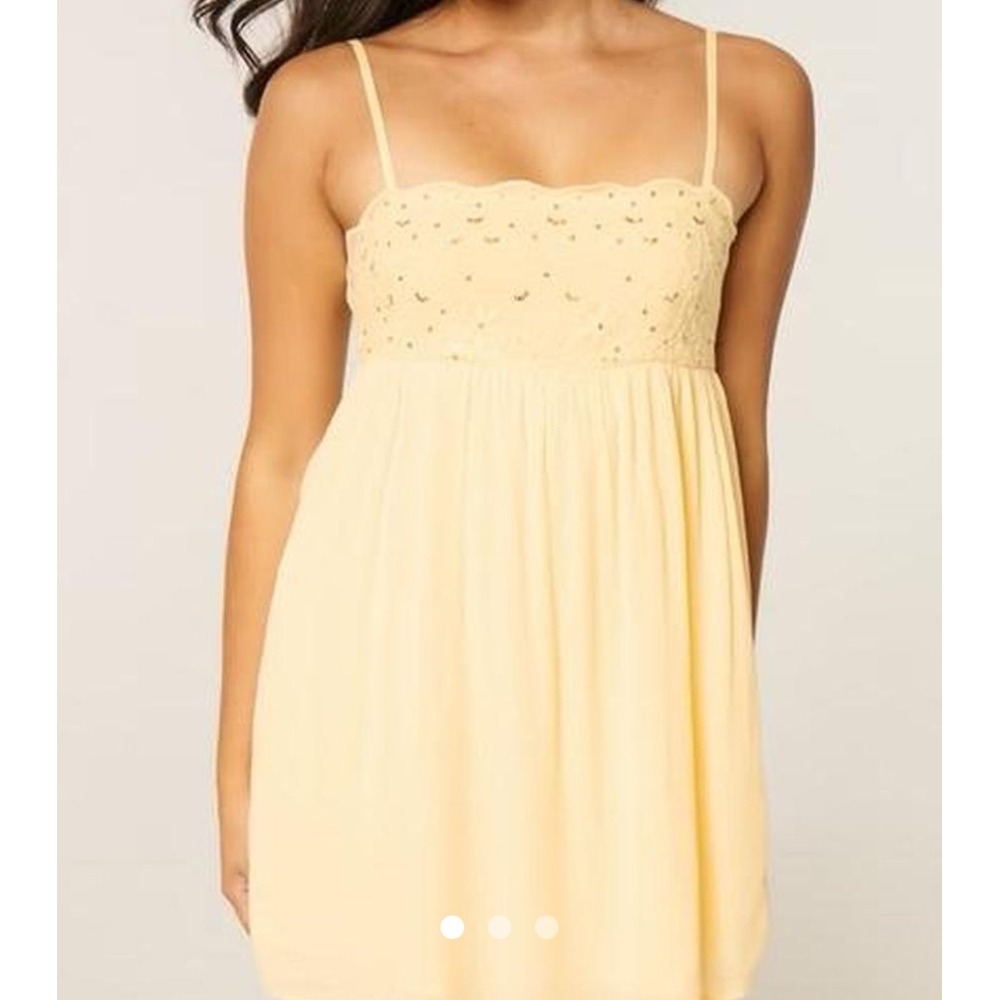 Hollister Romper Embroidered Sequin Yellow XS Coquette Boho Fairycore Summer
